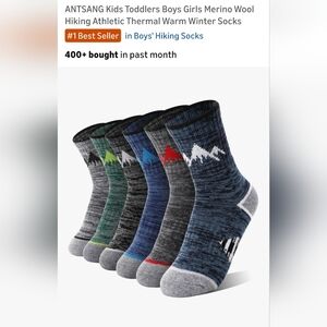 ANTSA NG Kids Merino Wool Blend Hiking Socks - Mixed Colors (6 Pack)